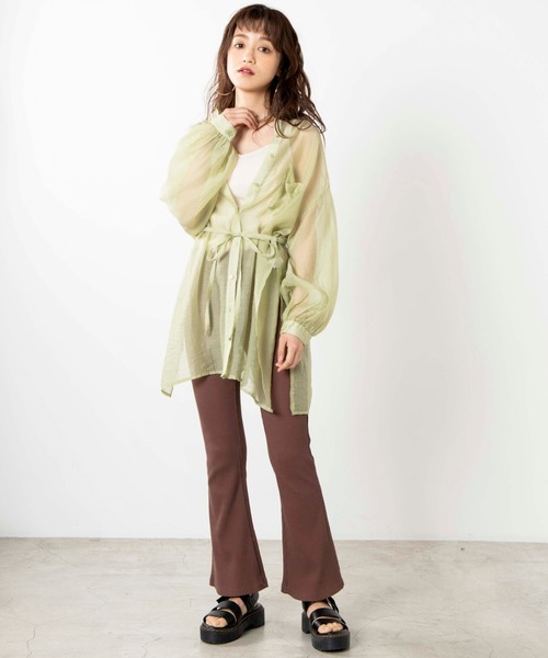 WEGO（ウィゴー）の「WEGO/フレアリブパンツ（スラックス・レディース・ブラック/ブラウン・FREE）」の4枚目の写真