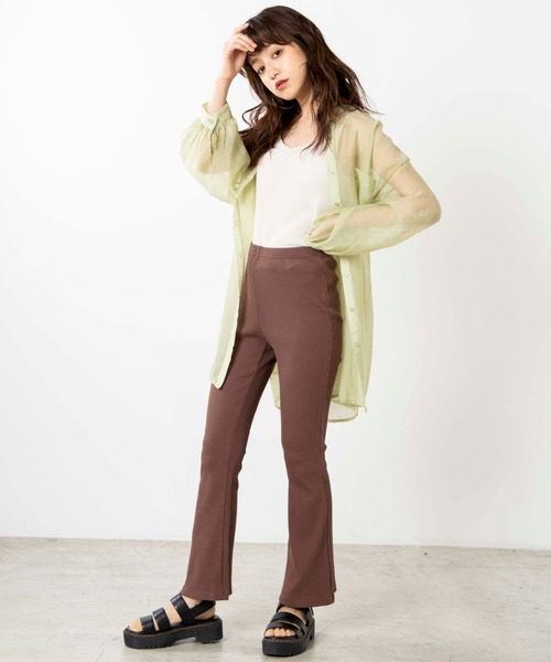 WEGO（ウィゴー）の「WEGO/フレアリブパンツ（スラックス・レディース・ブラック/ブラウン・FREE）」の3枚目の写真