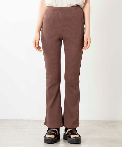 WEGO（ウィゴー）の「WEGO/フレアリブパンツ（スラックス・レディース・ブラック/ブラウン・FREE）」の5枚目の写真