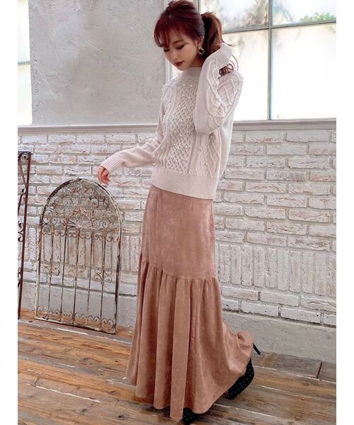 RESEXXY(リゼクシー)の「ケーブルパールニットトップス(ニット/セーター・レディース・ブラック/ベージュ/オフホワイト/ピンク・FREE)」の14枚目の写真