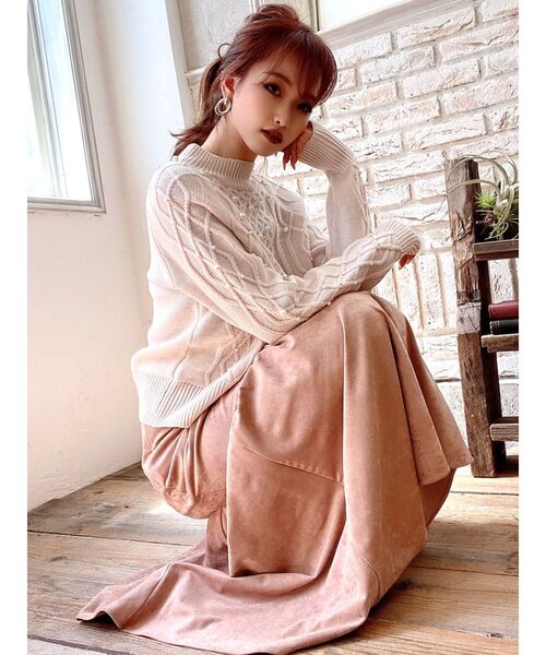 RESEXXY(リゼクシー)の「ケーブルパールニットトップス(ニット/セーター・レディース・ブラック/ベージュ/オフホワイト/ピンク・FREE)」の8枚目の写真