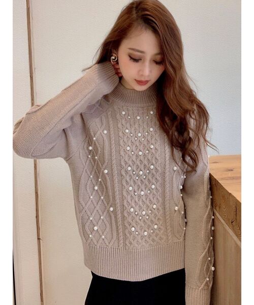 RESEXXY(リゼクシー)の「ケーブルパールニットトップス(ニット/セーター・レディース・ブラック/ベージュ/オフホワイト/ピンク・FREE)」の19枚目の写真
