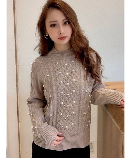 RESEXXY(リゼクシー)の「ケーブルパールニットトップス(ニット/セーター・レディース・ブラック/ベージュ/オフホワイト/ピンク・FREE)」の22枚目の写真