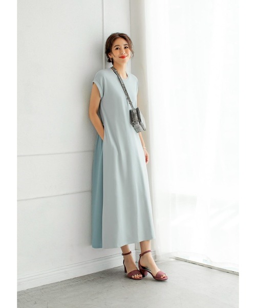 STYLE DELI(スタイルデリ)の「背面ジョーゼット切替カットソーワンピース(ワンピース・レディース・パープル/グリーン・01/02)」の19枚目の写真