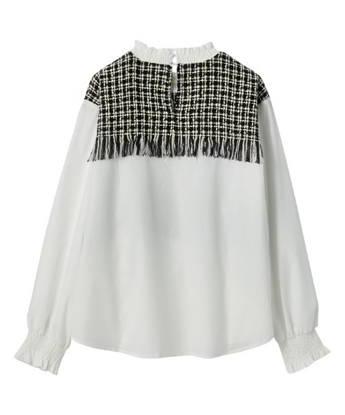 GeeRA（ジーラ）の「《インスタグラマーてらさん着用》ツイード切替デザイントップス（シャツ/ブラウス・レディース・ブラック/ベージュ・LARGE/MEDIUM/X-LARGE）」の10枚目の写真