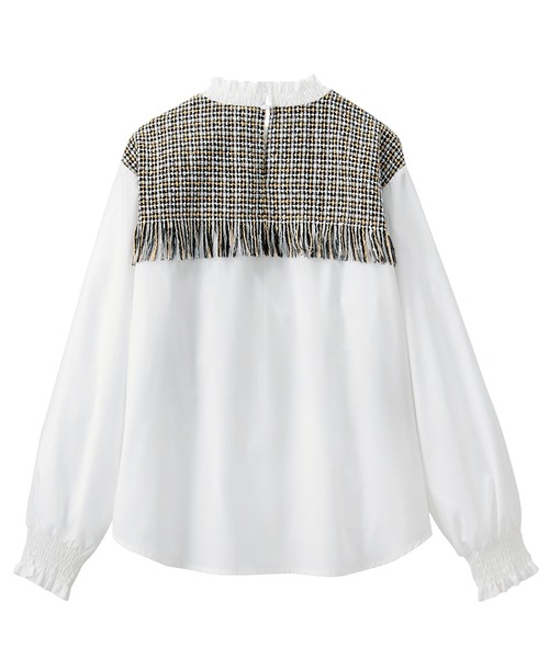 GeeRA（ジーラ）の「《インスタグラマーてらさん着用》ツイード切替デザイントップス（シャツ/ブラウス・レディース・ブラック/ベージュ・LARGE/MEDIUM/X-LARGE）」の16枚目の写真