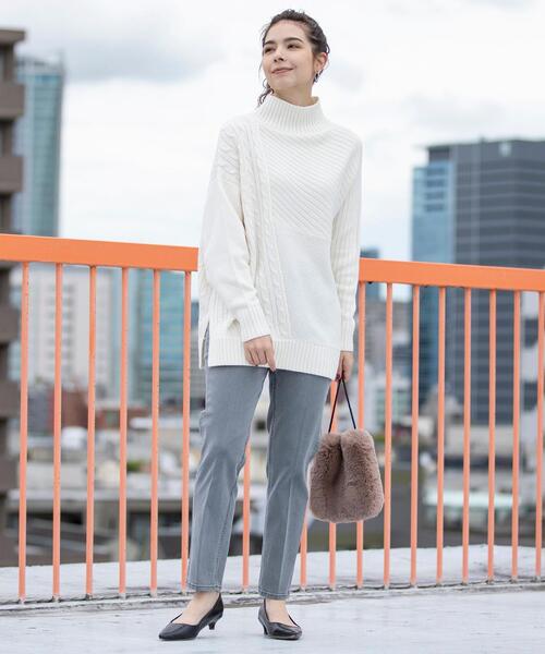 coen（コーエン）の「切り替えパターンワイドニット（ニット/セーター・レディース・オフホワイト/ベージュ・FREE）」の20枚目の写真