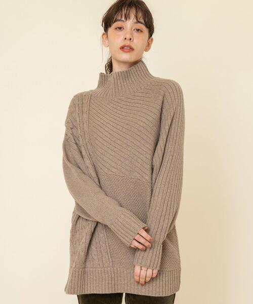 coen（コーエン）の「切り替えパターンワイドニット（ニット/セーター・レディース・オフホワイト/ベージュ・FREE）」の16枚目の写真