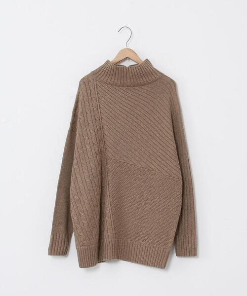 coen（コーエン）の「切り替えパターンワイドニット（ニット/セーター・レディース・オフホワイト/ベージュ・FREE）」の6枚目の写真