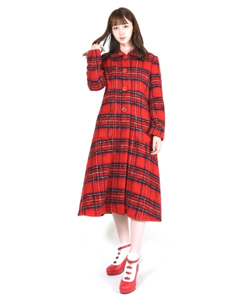 ミルク MILK ☆即完売！黒✖️赤チェックロングコート☆超美品