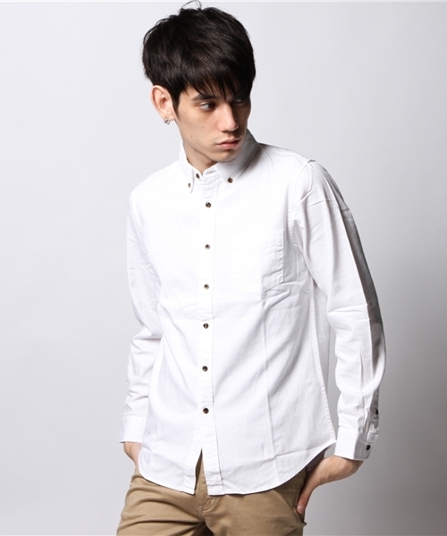 GIORDANO（ジョルダーノ）の「[GIORDANO]コットンデニム長袖シャツ（シャツ/ブラウス・メンズ・ホワイト/インディゴブルー/ライトインディゴブルー・MEDIUM/LARGE）」の2枚目の写真