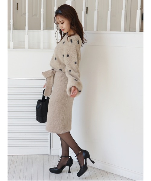 ROYAL PARTY(ロイヤルパーティー)の「キャットヤーンタイトニットワンピース(ワンピース・レディース・パープル/オフホワイト/ドット・FREE)」の16枚目の写真