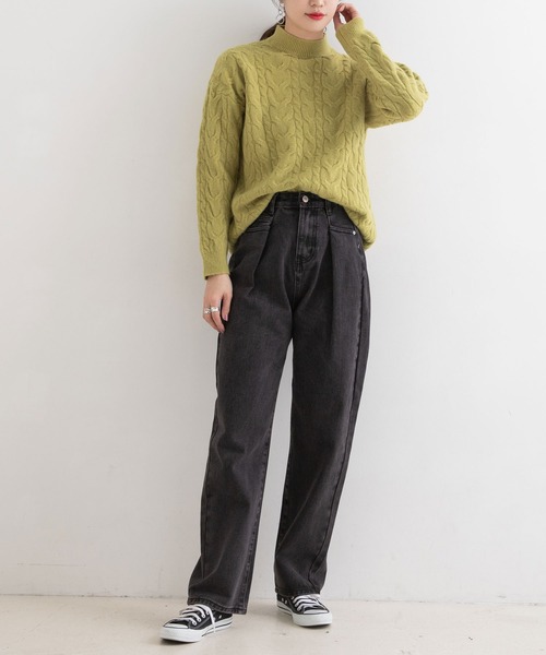 【mi】タックデニムパンツ UN セール】タックデニムパンツ（デニムパンツ）｜Newlyme（ニュー