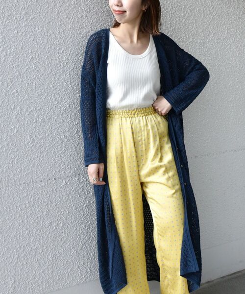 SHIPS any(シップス エニィ)の「SHIPS any: クロシェ ニット ロング カーディガン◇(カーディガン/ボレロ・レディース・ネイビー/オフホワイト・ONE SIZE)」の1枚目の写真