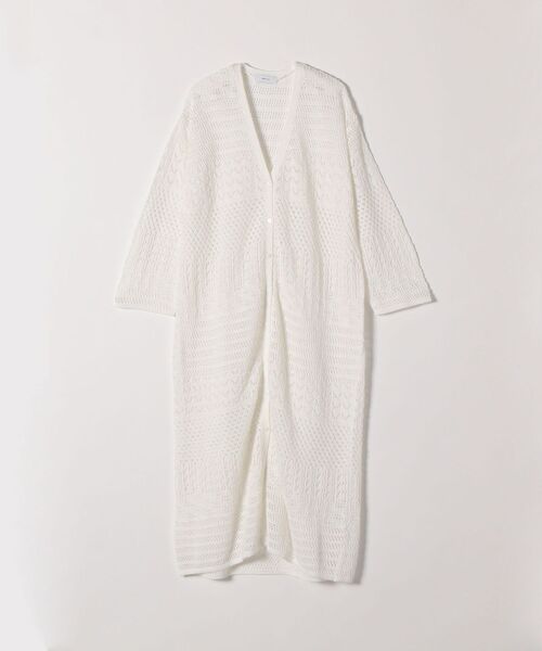 SHIPS any(シップス エニィ)の「SHIPS any: クロシェ ニット ロング カーディガン◇(カーディガン/ボレロ・レディース・ネイビー/オフホワイト・ONE SIZE)」の4枚目の写真