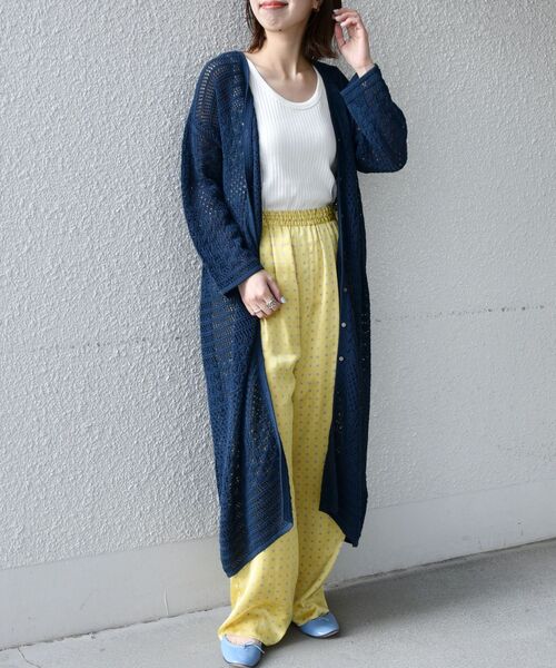 SHIPS any(シップス エニィ)の「SHIPS any: クロシェ ニット ロング カーディガン◇(カーディガン/ボレロ・レディース・ネイビー/オフホワイト・ONE SIZE)」の12枚目の写真