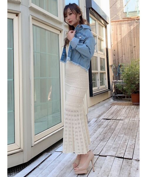 RESEXXY（リゼクシー）の「カットオフGジャン（デニムジャケット・レディース・ライトブルー/ベージュ/ブルー・FREE）」の14枚目の写真