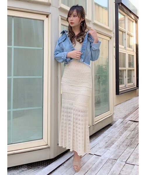 RESEXXY（リゼクシー）の「カットオフGジャン（デニムジャケット・レディース・ライトブルー/ベージュ/ブルー・FREE）」の15枚目の写真