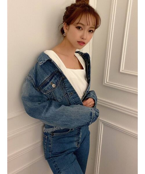 RESEXXY（リゼクシー）の「カットオフGジャン（デニムジャケット・レディース・ライトブルー/ベージュ/ブルー・FREE）」の20枚目の写真