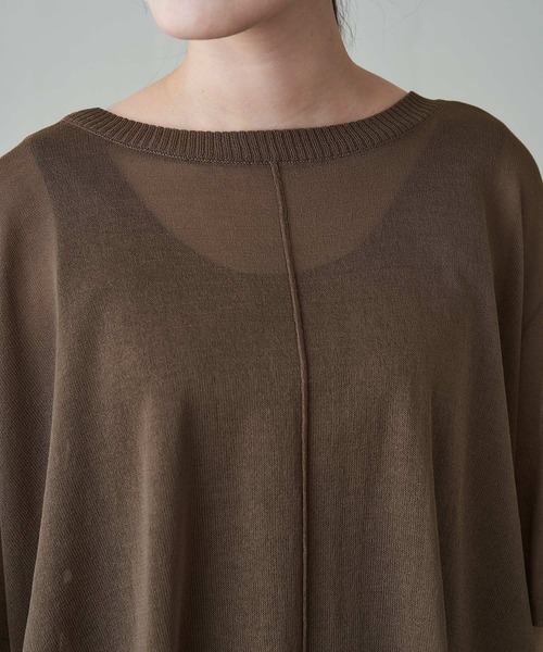 Chaco closet（チャコ クローゼット）の「シアーニットリンキングサイドスリット半袖プルオーバー（ニット/セーター・レディース・ブラック/ブラウン/ピンク/マスタード/グリーン系その他/キナリ・FREE）」の17枚目の写真