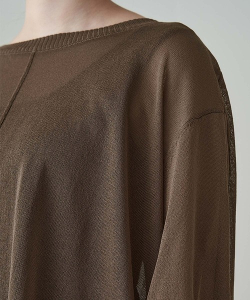 Chaco closet（チャコ クローゼット）の「シアーニットリンキングサイドスリット半袖プルオーバー（ニット/セーター・レディース・ブラック/ブラウン/ピンク/マスタード/グリーン系その他/キナリ・FREE）」の19枚目の写真