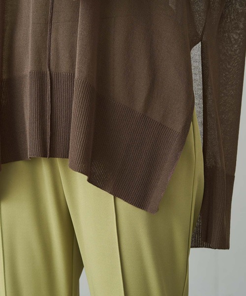 Chaco closet（チャコ クローゼット）の「シアーニットリンキングサイドスリット半袖プルオーバー（ニット/セーター・レディース・ブラック/ブラウン/ピンク/マスタード/グリーン系その他/キナリ・FREE）」の21枚目の写真