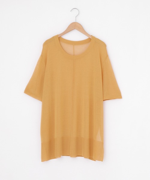 Chaco closet（チャコ クローゼット）の「シアーニットリンキングサイドスリット半袖プルオーバー（ニット/セーター・レディース・ブラック/ブラウン/ピンク/マスタード/グリーン系その他/キナリ・FREE）」の22枚目の写真