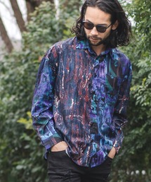 ms4612-Crazy Pattern Polyester Long Sleeve Shirts シャツ