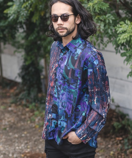 CAMBIO(カンビオ)の「ms4612-Crazy Pattern Polyester Long Sleeve Shirts シャツ(シャツ/ブラウス・メンズ・カラフル・M/L)」の3枚目の写真