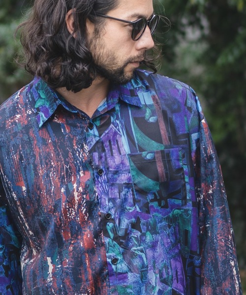 CAMBIO(カンビオ)の「ms4612-Crazy Pattern Polyester Long Sleeve Shirts シャツ(シャツ/ブラウス・メンズ・カラフル・M/L)」の4枚目の写真