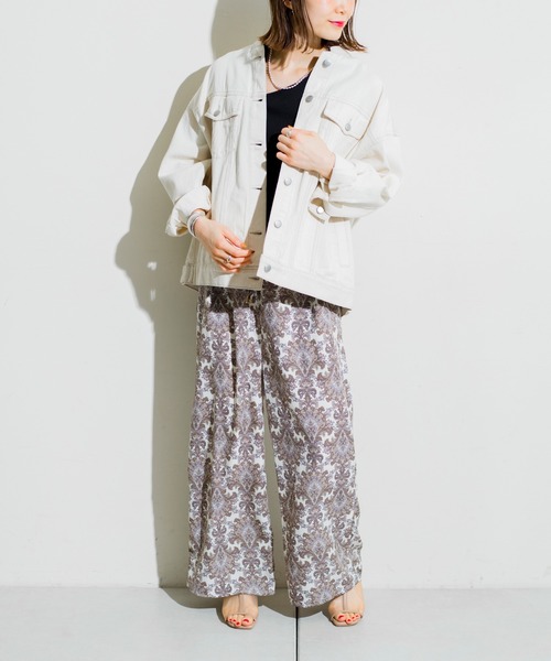 prose verse（プロズヴェール）の「ノーカラーデニムジャケット（デニムジャケット・レディース・ブラック/ブルー/アイボリー・ﾌﾘ-）」の7枚目の写真