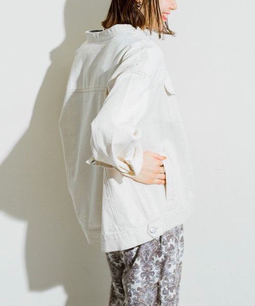 prose verse（プロズヴェール）の「ノーカラーデニムジャケット（デニムジャケット・レディース・ブラック/ブルー/アイボリー・ﾌﾘ-）」の15枚目の写真