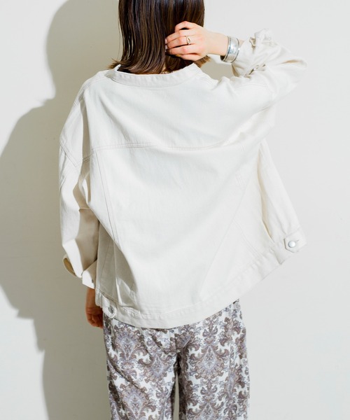 prose verse（プロズヴェール）の「ノーカラーデニムジャケット（デニムジャケット・レディース・ブラック/ブルー/アイボリー・ﾌﾘ-）」の16枚目の写真