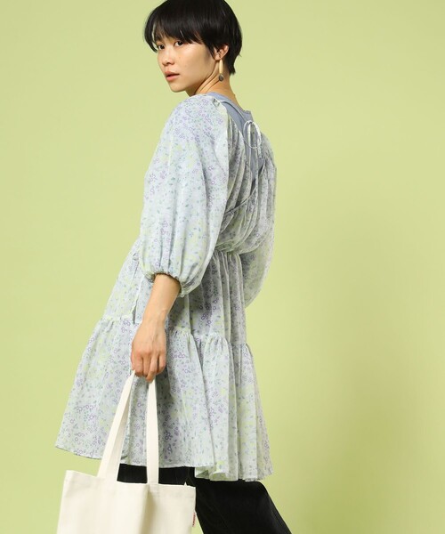 FREAK'S STORE（フリークスストア）の「parterre/パルテール GARDEN柄ティアードワンピース（ワンピース・レディース・ブラック/グレー・ﾌﾘ-）」の8枚目の写真