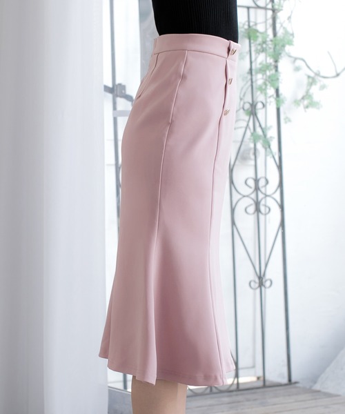 Julia Boutique（ジュリアブティック）の「ダブルボタンマーメイドスカート/21022（スカート・レディース・ホワイト/ブラック/ピンク/ベージュ/ボルドー/ネイビー・ONE）」の11枚目の写真