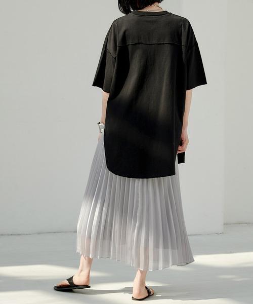 EMMA(EMMA CLOTHES)(エマ)の「【EMMA】シャイニーポプリンプリーツスカート(スカート・レディース・ライトグレー/ベージュ/カーキ/ラベンダー・FREE)」の6枚目の写真