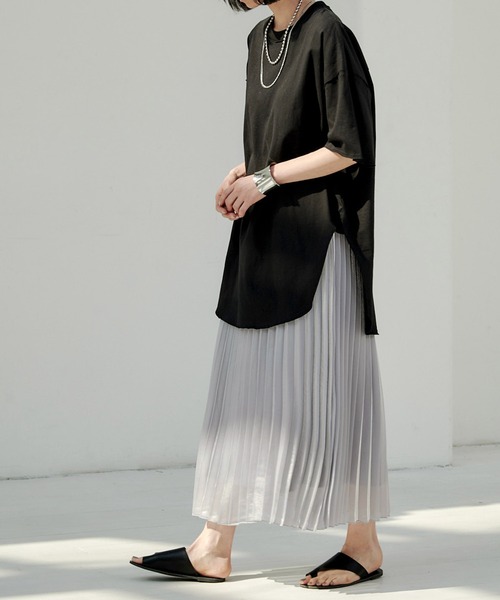 EMMA(EMMA CLOTHES)(エマ)の「【EMMA】シャイニーポプリンプリーツスカート(スカート・レディース・ライトグレー/ベージュ/カーキ/ラベンダー・FREE)」の16枚目の写真