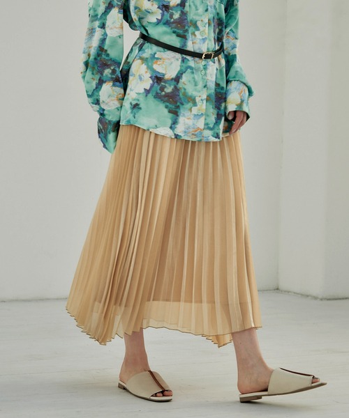 EMMA(EMMA CLOTHES)(エマ)の「【EMMA】シャイニーポプリンプリーツスカート(スカート・レディース・ライトグレー/ベージュ/カーキ/ラベンダー・FREE)」の12枚目の写真