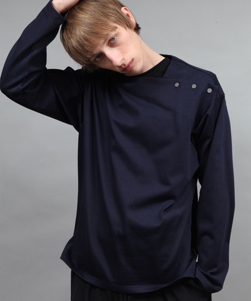 ato（アトウ）の「buttoned pull-over jersey（Tシャツ/カットソー・メンズ・ホワイト/ブラック/ネイビー/オレンジ・46/48）」の4枚目の写真