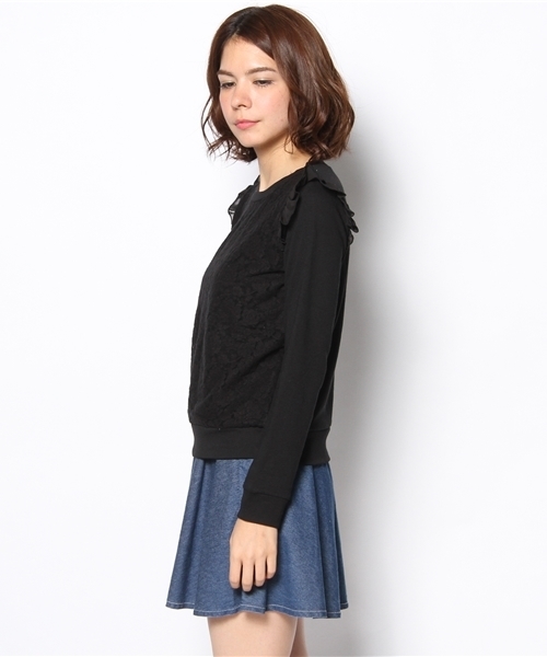 one after another NICE CLAUP（ワンアフターアナザーナイスクラップ）の「【ナイスクラップ】レースプリプリプルオーバー（Tシャツ/カットソー・レディース・ブラック/オフホワイト/トップグレー/ラベンダー・FREE）」の10枚目の写真