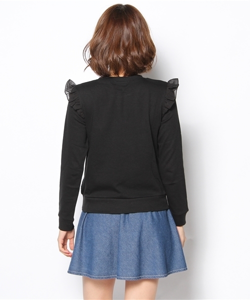one after another NICE CLAUP（ワンアフターアナザーナイスクラップ）の「【ナイスクラップ】レースプリプリプルオーバー（Tシャツ/カットソー・レディース・ブラック/オフホワイト/トップグレー/ラベンダー・FREE）」の5枚目の写真