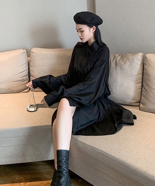 Bifrost（ビフレスト）の「シャーリングシャツワンピース（シャツワンピース・レディース・ホワイト/ブラック・FREE）」の21枚目の写真