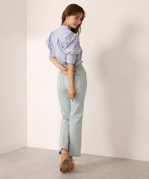 one after another NICE CLAUP(ワンアフターアナザーナイスクラップ)の「はしごレースパフ袖ブラウス(シャツ/ブラウス・レディース・ブラック/オフホワイト/インディゴブルー/ストライプ・FREE)」の14枚目の写真