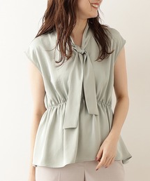 NATURAL BEAUTY BASIC | サテンギャザーボウタイブラウス(シャツ/ブラウス)