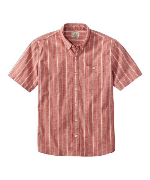 コンフォート・ストレッチ・シャンブレー・シャツ、トラディショナル・フィット（ゆったりフィット） 半袖 ストライプ ジャパン・フィット（シャツ/ブラウス）｜L.L.Bean（エルエルビーン）