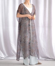 ANDJ | 【2021/SS】2WAYニュアンス花柄パイピングシフォンガウンワンピース(ワンピース)