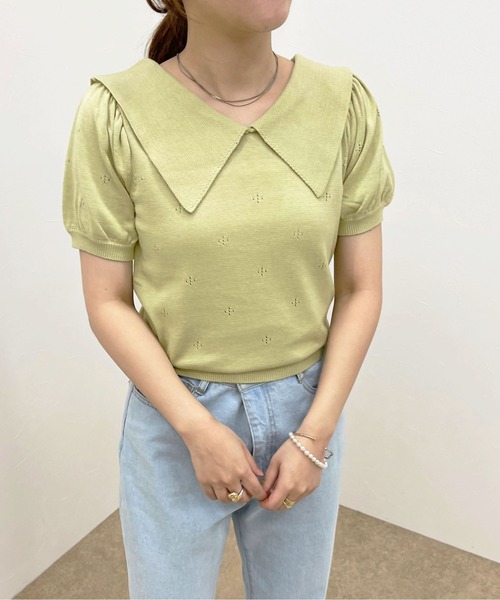 apres jour clair(アプレジュールクレア)の「【apres jour clair】セーラー襟ニットトップス【ZOZOTOWN限定アイテム】(ニット/セーター・レディース・ミント/アイボリー/ピンクベージュ・X-LARGE/フリー)」の9枚目の写真