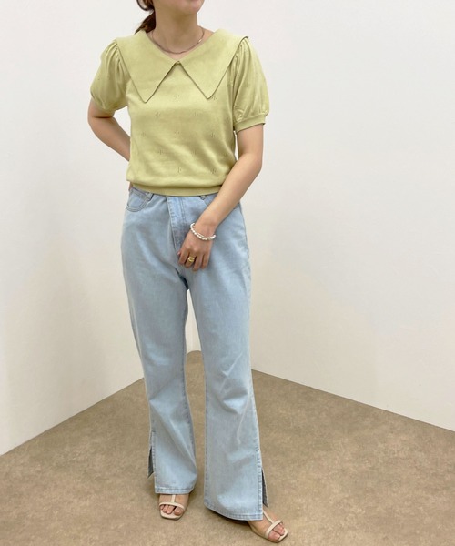 apres jour clair(アプレジュールクレア)の「【apres jour clair】セーラー襟ニットトップス【ZOZOTOWN限定アイテム】(ニット/セーター・レディース・ミント/アイボリー/ピンクベージュ・X-LARGE/フリー)」の13枚目の写真