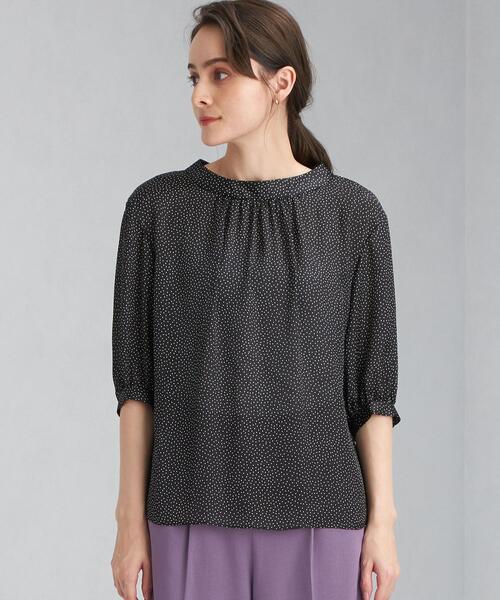 green label relaxing(グリーンレーベルリラクシング)の「ハイネック ギャザー SL ブラウス(シャツ/ブラウス・レディース・ライトグレー/ピンク/その他1・FREE)」の4枚目の写真