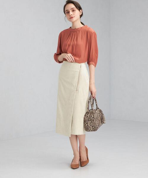 green label relaxing(グリーンレーベルリラクシング)の「ハイネック ギャザー SL ブラウス(シャツ/ブラウス・レディース・ライトグレー/ピンク/その他1・FREE)」の8枚目の写真